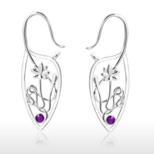 Lotus Flower Silver Plated Earrings